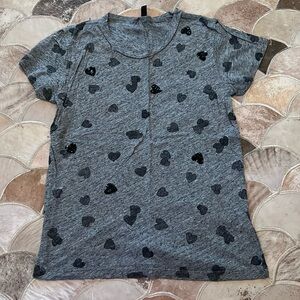 J Crew Scattered Sequin Hearts Heather Grey Vintage Tee Size Medium